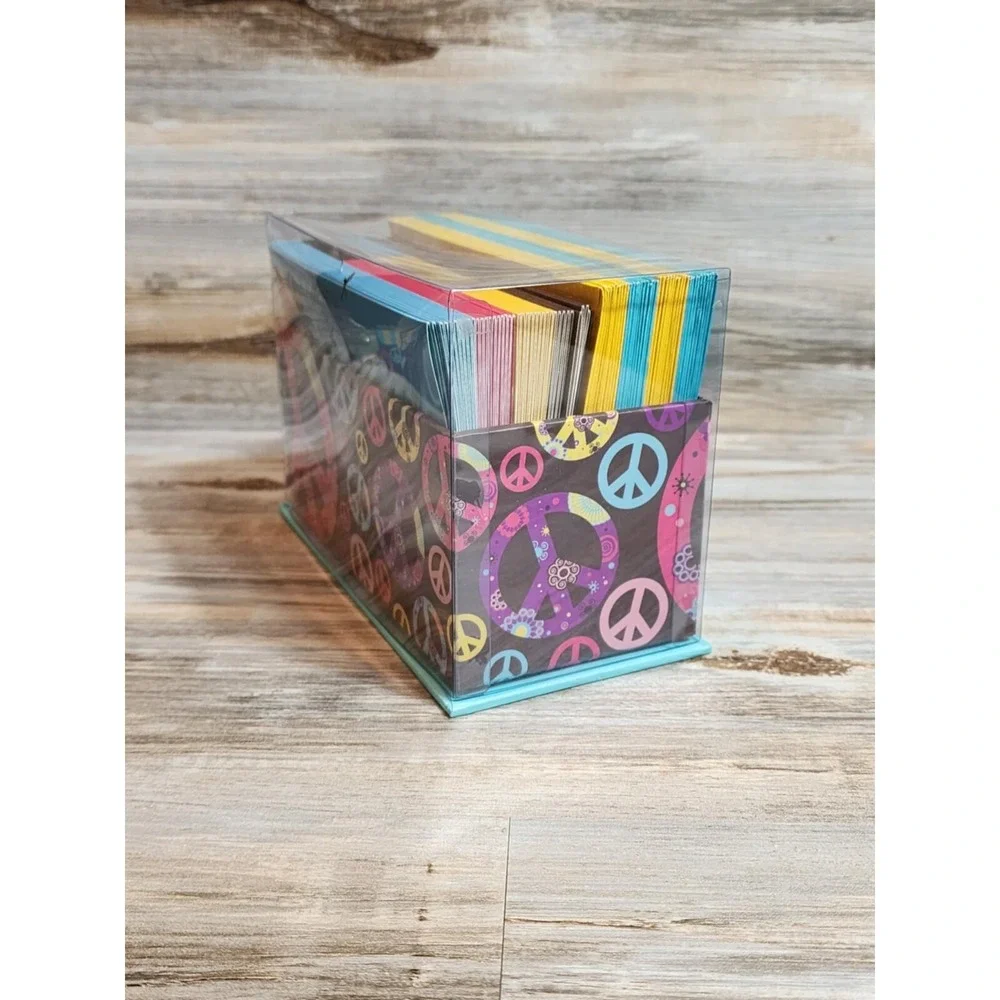 Papyrus Peace Sign Stationery Set 40 Note Cards Lined Envelopes Colorful Retro